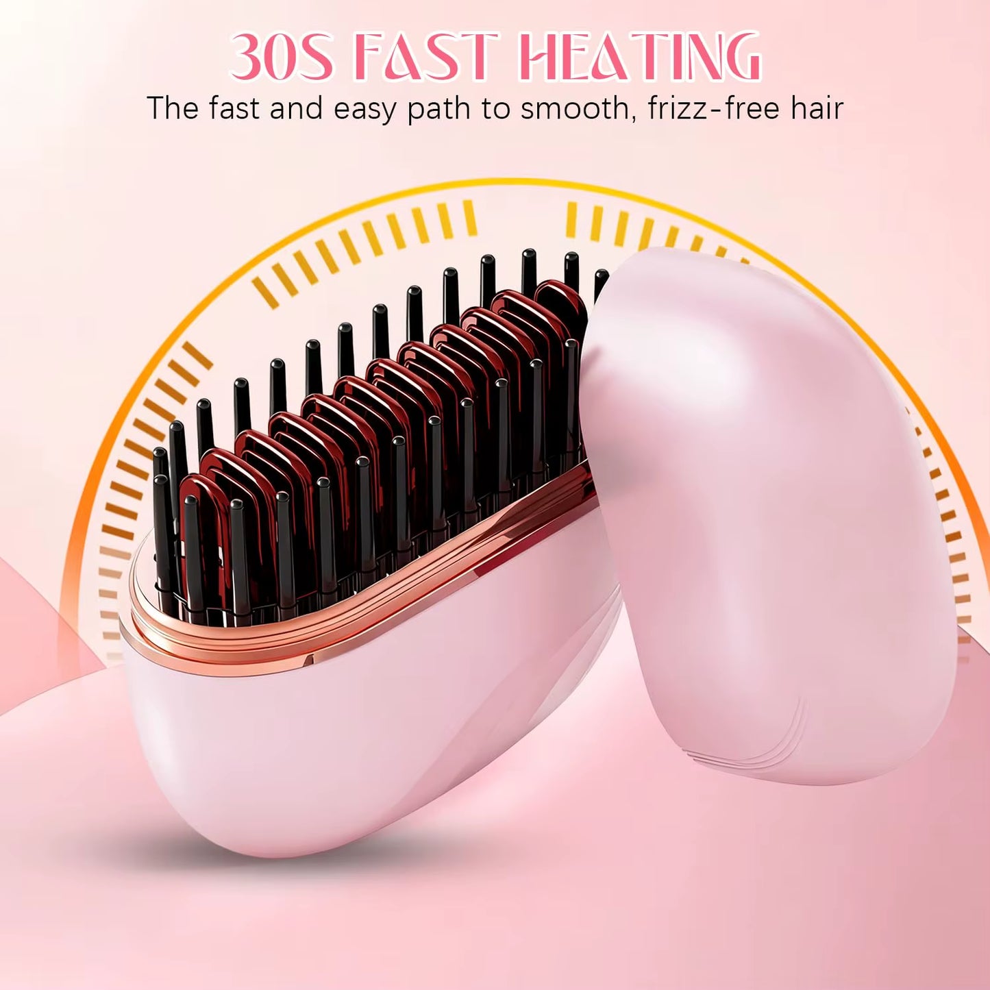2026 New Mini Straightener Rechargeable Portable Hair Straightener Brush Anti-Scald Shell Cordless USB Charging Straighteners